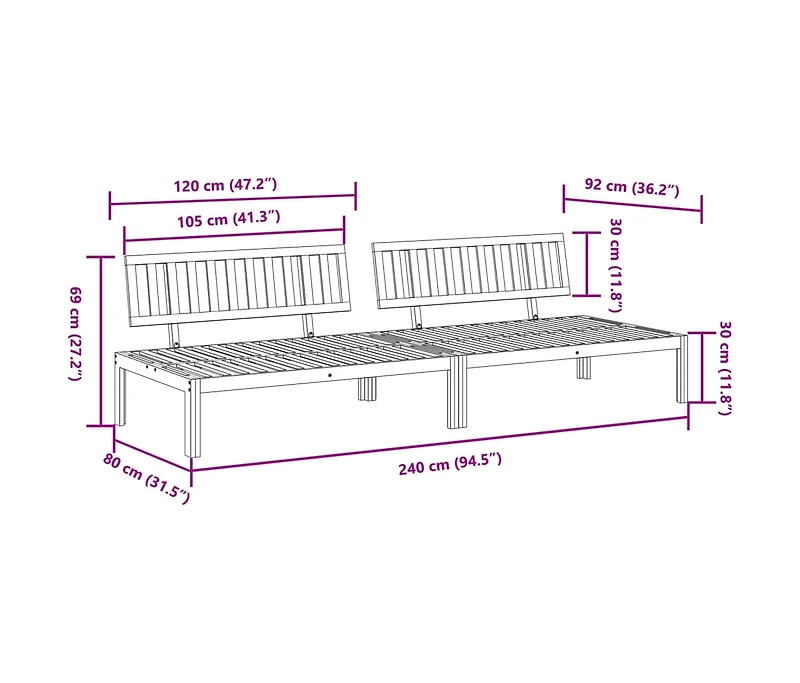 vidaXL Patio Pallet Middle Sofas 2 pcs Solid Wood Acacia