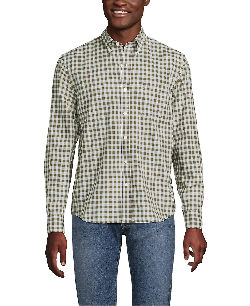 Lands' End Men's Long Sleeve Pattern Poplin Shirt