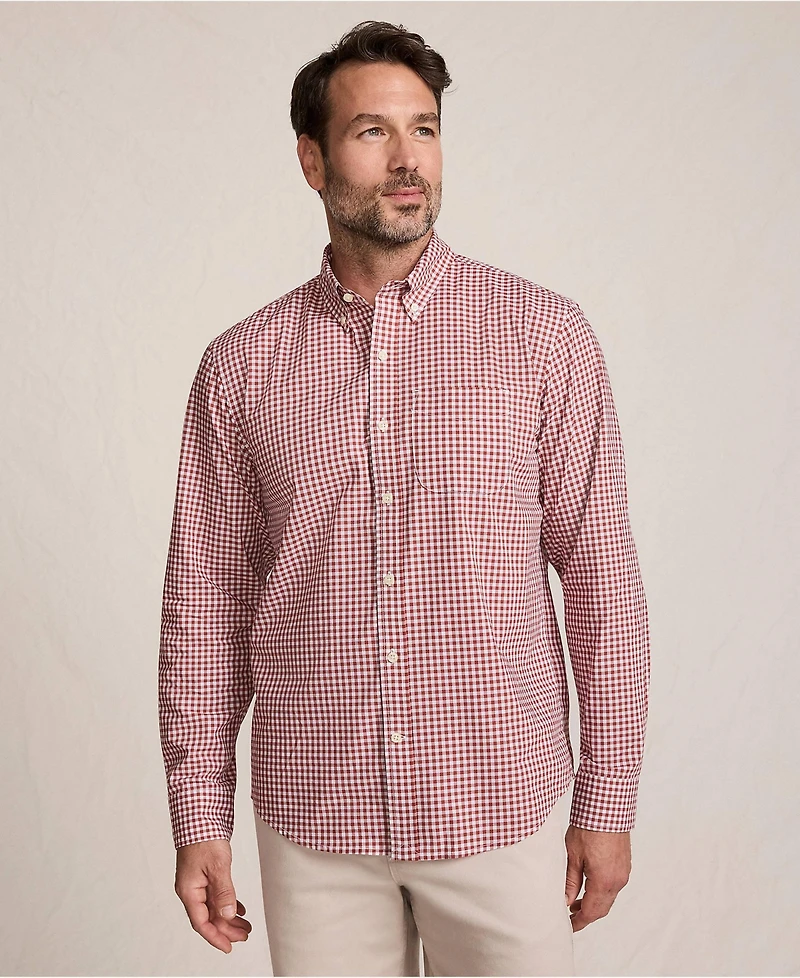 Lands' End Men's Long Sleeve Pattern Poplin Shirt