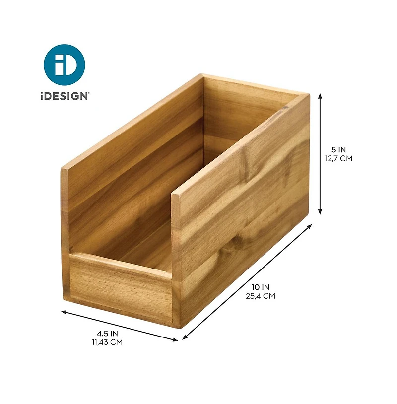 iDesign Acacia Wood Open-Front Pantry Bin - Set of 4 - Natural