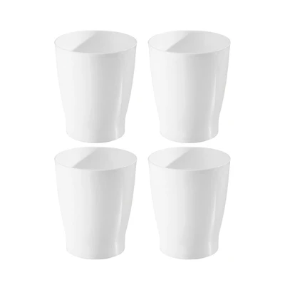 iDesign Small Round Plastic Bathroom Trash Can - Set of 4 - White - Made in Usa