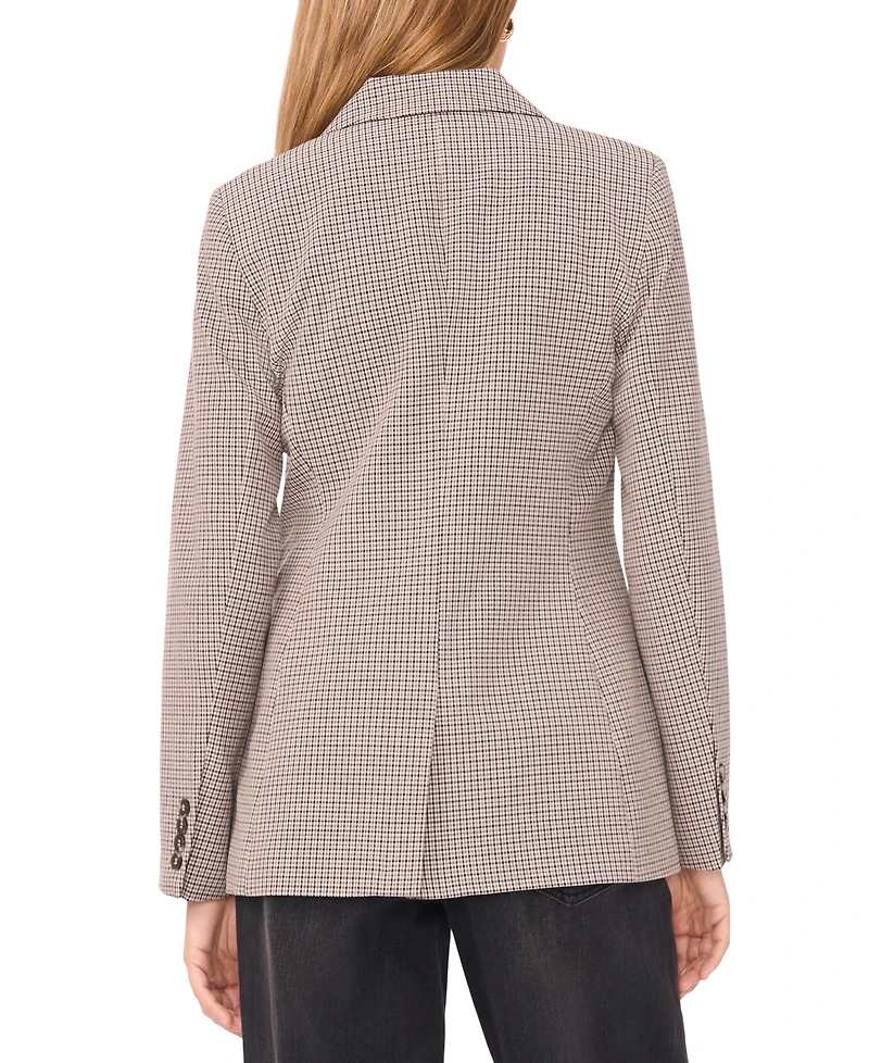1.state Women's Peak Lapel Button Front Small Check Blazer