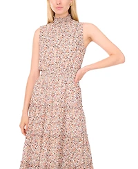1.state Women's Smocked Neck and Waist Tiered Maxi Dress