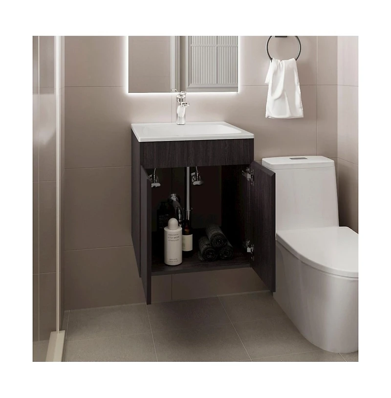 Tuhome Bathroom Vanity 45 Meka Black Mdf