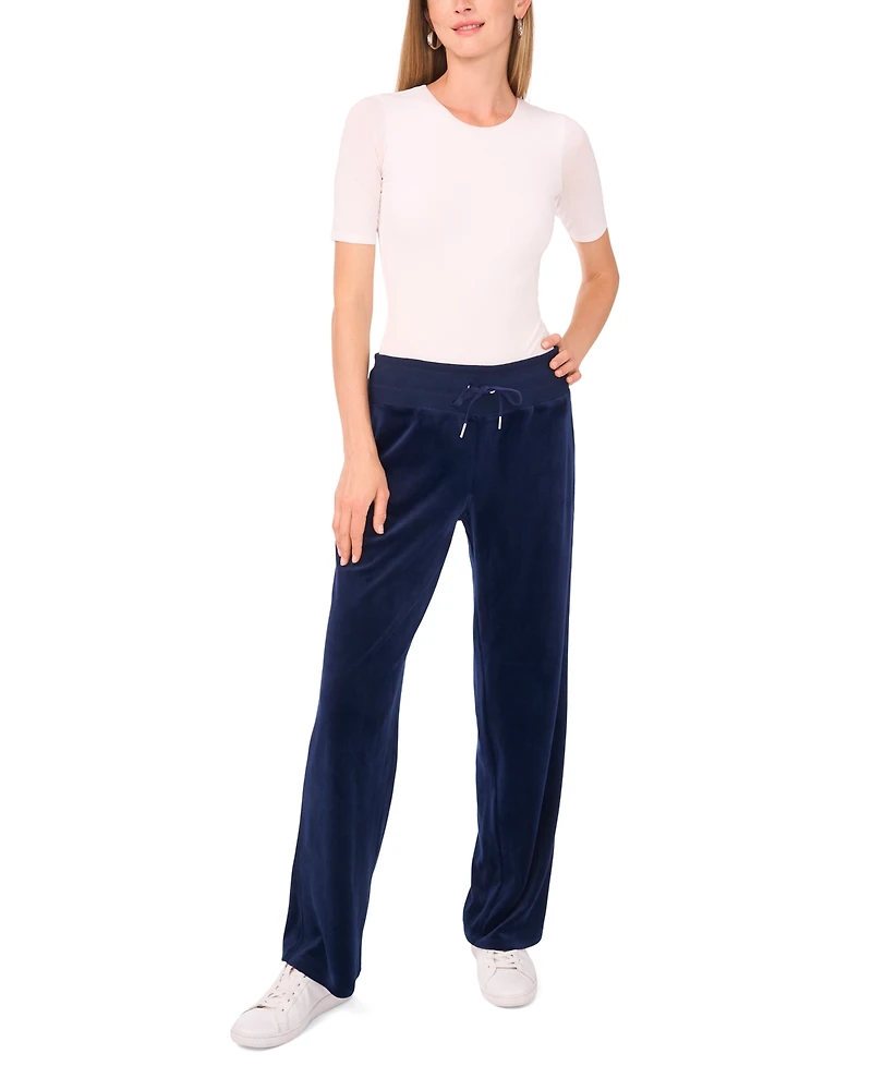 Vince Camuto Women's Velour Drawstring-Waist Straight-Leg Pants
