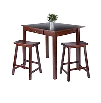 Winsome Wood Perrone 3pc Set High Table with Saddle Seat Stools