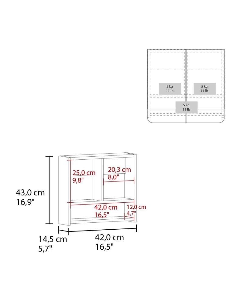Fm Furniture Patience Medicine Cabinet, two swing doors, three spacious shelves, modern and minimalist design, White