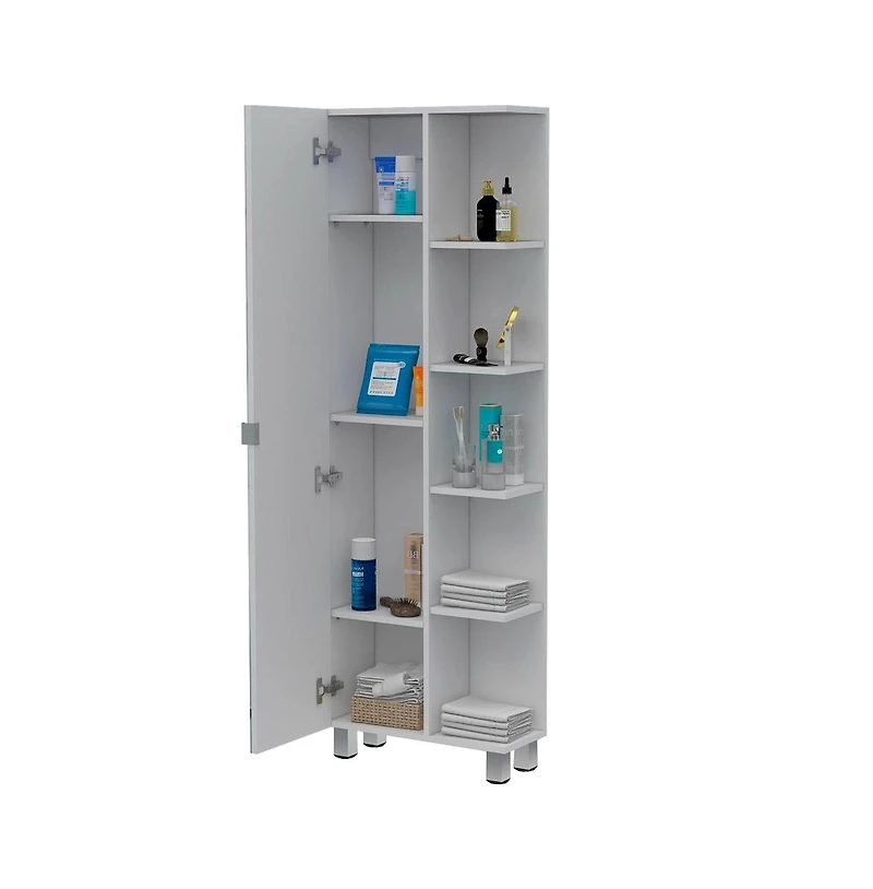 Tuhome Urano Mirror Linen Cabinet White Mdf