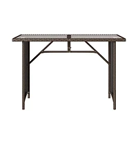 vidaXL Garden Table Brown Pe Rattan 43.3 x 26.8 in