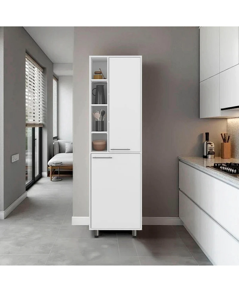 Florence Kitchen Pantry, Multiple Open and Closed Shelves, Modern Design, White