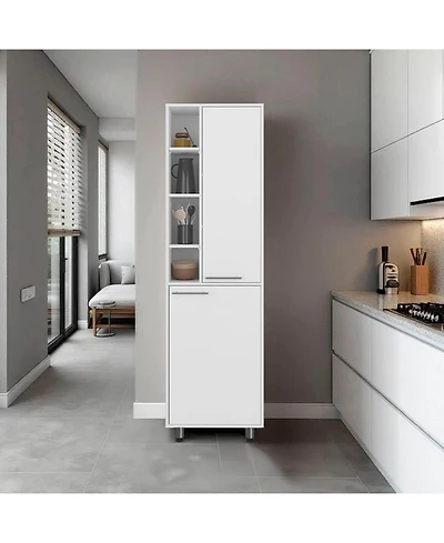 Florence Kitchen Pantry, Multiple Open and Closed Shelves, Modern Design, White