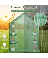 Costway Portable Mini Walk In Outdoor 4 Tier 8 Shelves Greenhouse