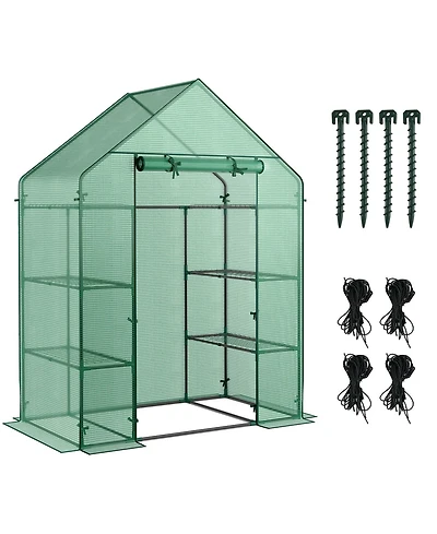 Costway Portable Mini Walk In Outdoor 4 Tier 8 Shelves Greenhouse