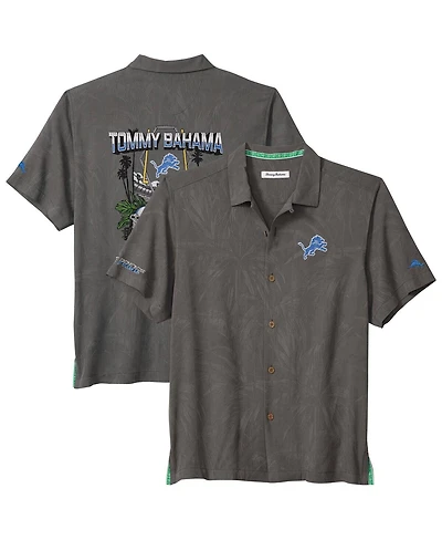 Tommy Bahama Men's Gray Detroit Lions Endzone Paradise Coolmax Button-Up Shirt