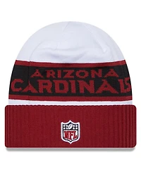 New Era Men's White/Cardinal Arizona Cardinals 2023 Sideline Tech Cuffed Knit Hat