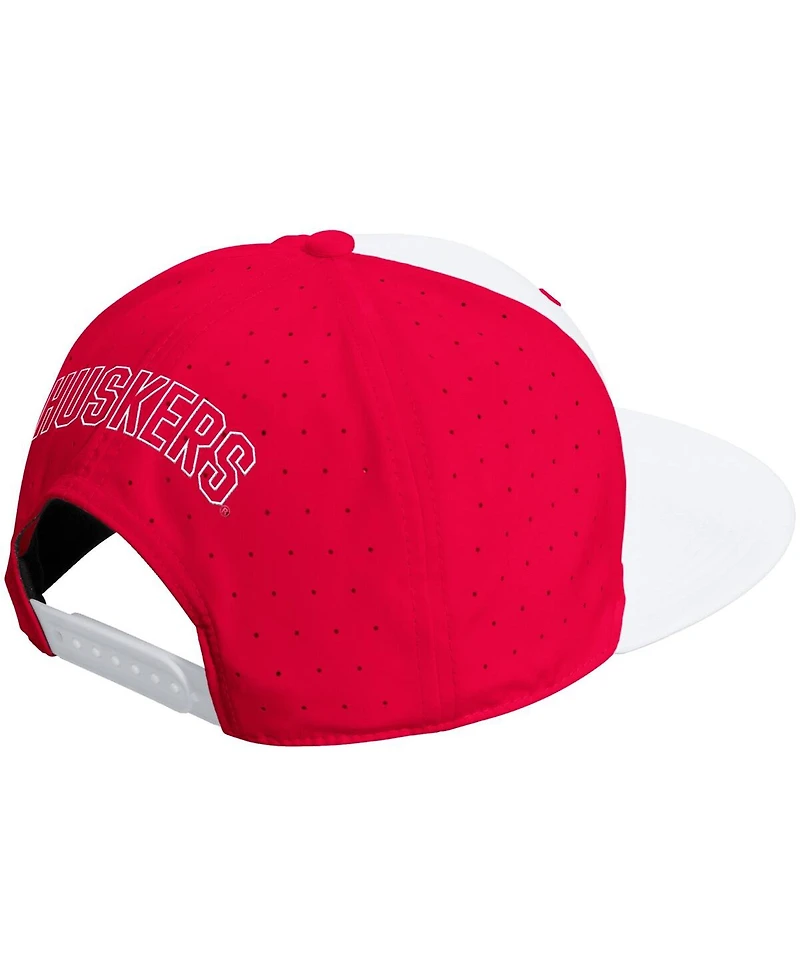 Adidas Men's and Women's White/Scarlet Nebraska Huskers Performance Flat Bill Adjustable Hat
