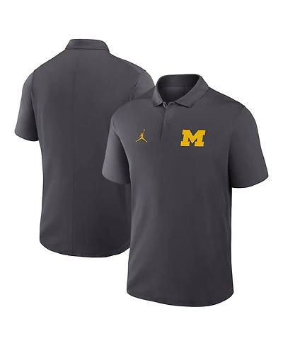 Jordan Men's Anthracite Michigan Wolverines Primetime Victory Primary Logo Performance Polo Shirt