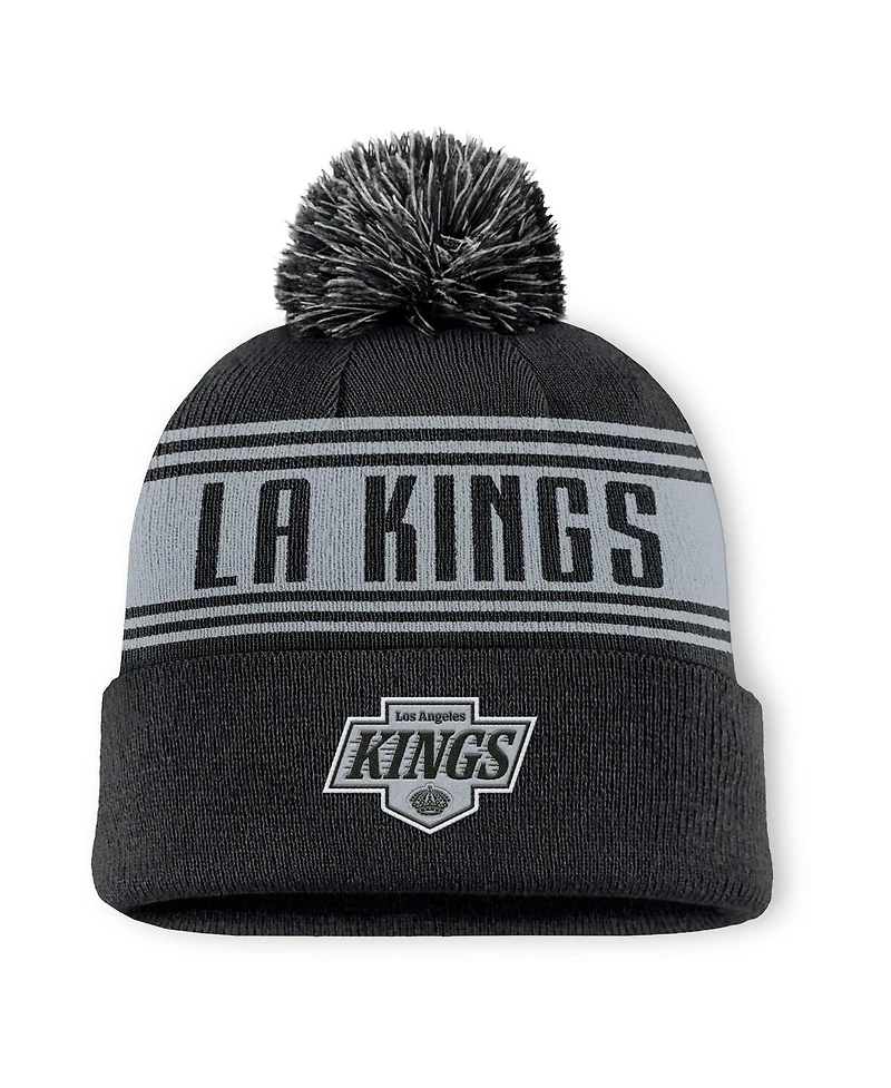 Fanatics Men's Black Los Angeles Kings Fundamental Cuffed with Pom Knit Hat