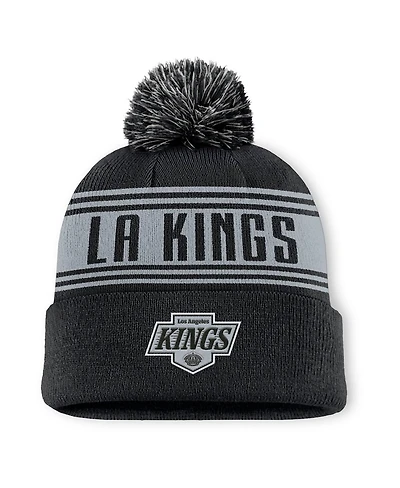 Fanatics Men's Black Los Angeles Kings Fundamental Cuffed with Pom Knit Hat