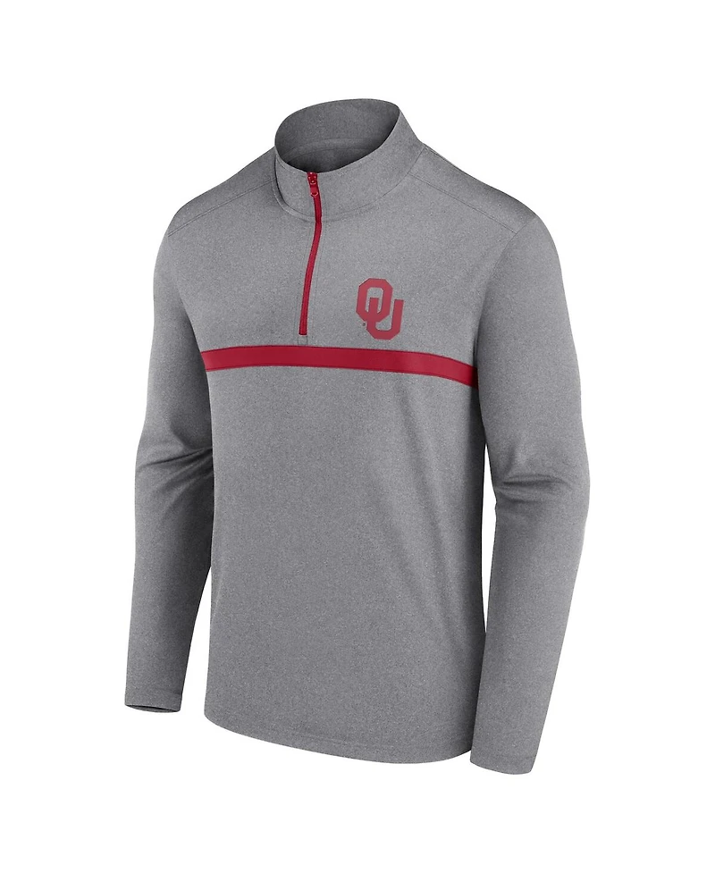 Fanatics Unlabeled Men's Heather Gray Oklahoma Sooners Head-to-Head Quarter-Zip Pullover Sweatshirt