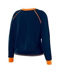 Wear by Erin Andrews Women's Navy/Orange Chicago Bears Plus Size Tie-Front Long Sleeve Top