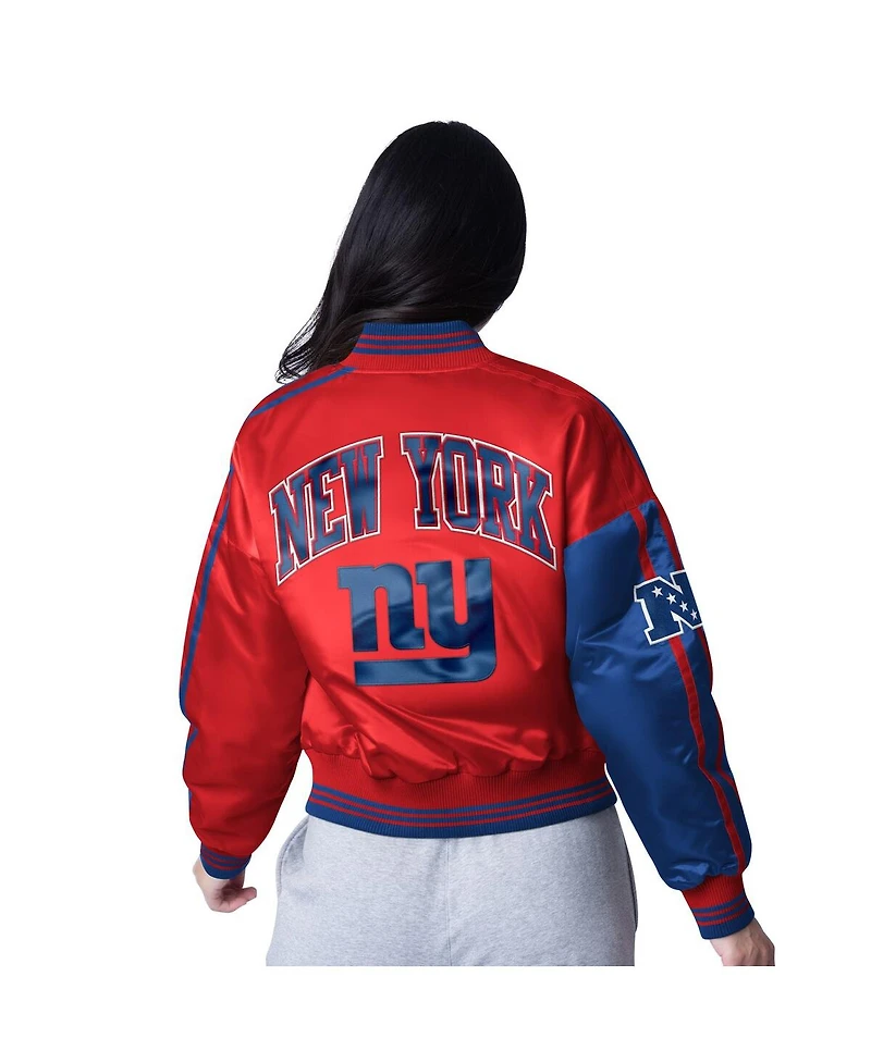 Starter Women's Red/Royal New York Giants Cropped Full-Snap Jacket
