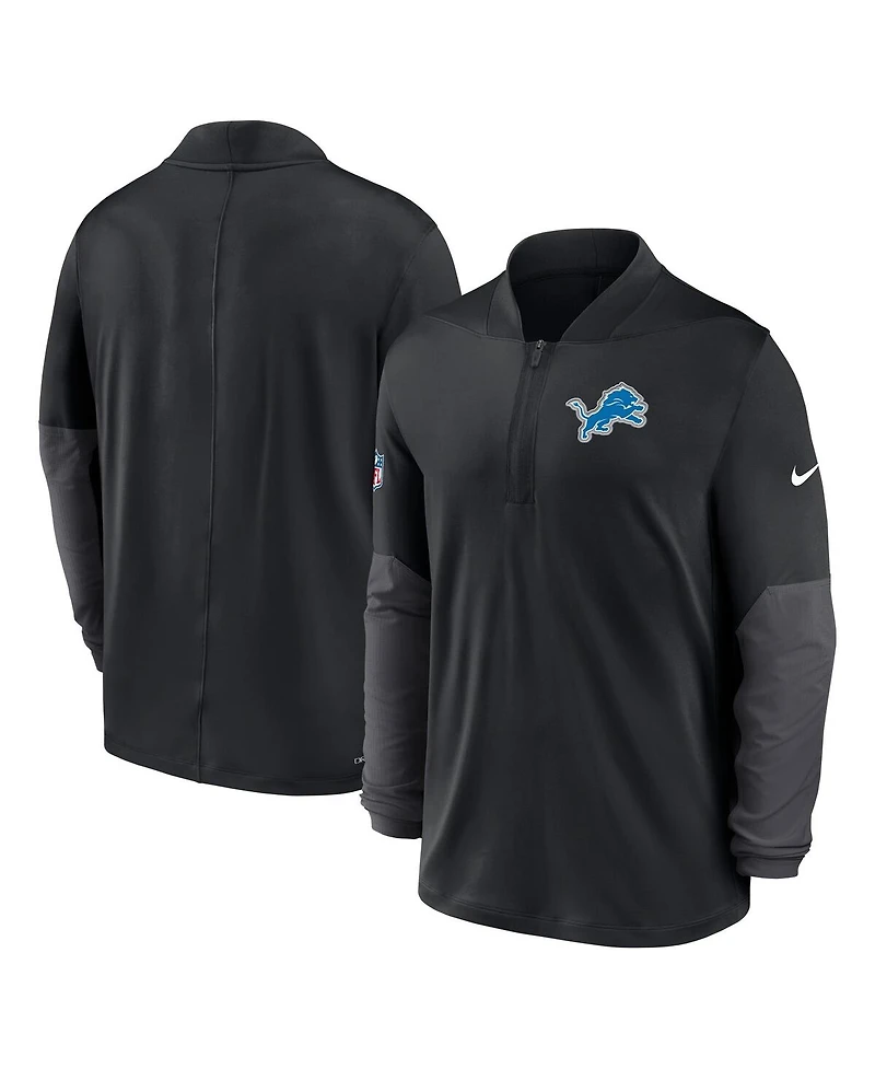 Nike Men's Black Detroit Lions Sideline Feel the Pressure Performance Half-Zip Pullover Sweatshirt