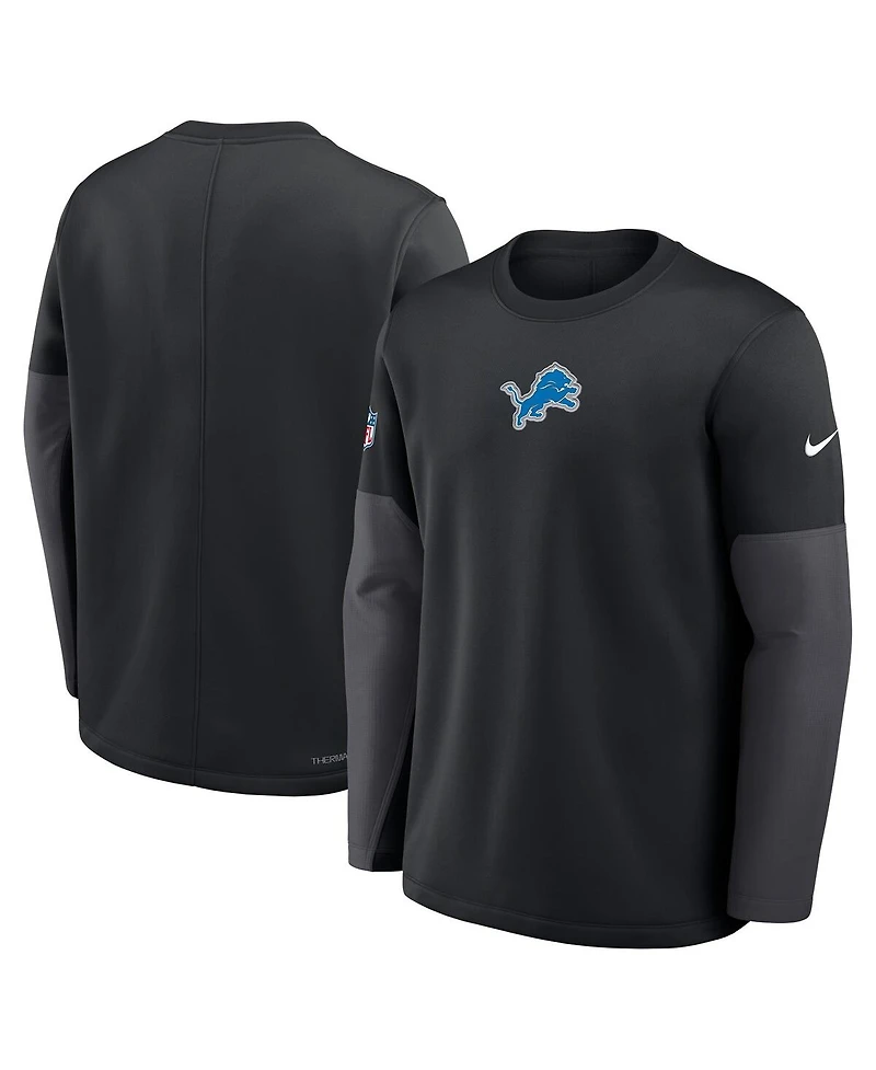 Nike Men's Black Detroit Lions Sideline Scripted to Win Performance Long Sleeve T-Shirt