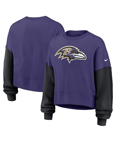 Nike Women's Purple Baltimore Ravens Oversized Color-Block Pullover Sweatshirt