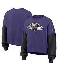 Nike Women's Purple Baltimore Ravens Oversized Color Block Pullover Sweatshirt