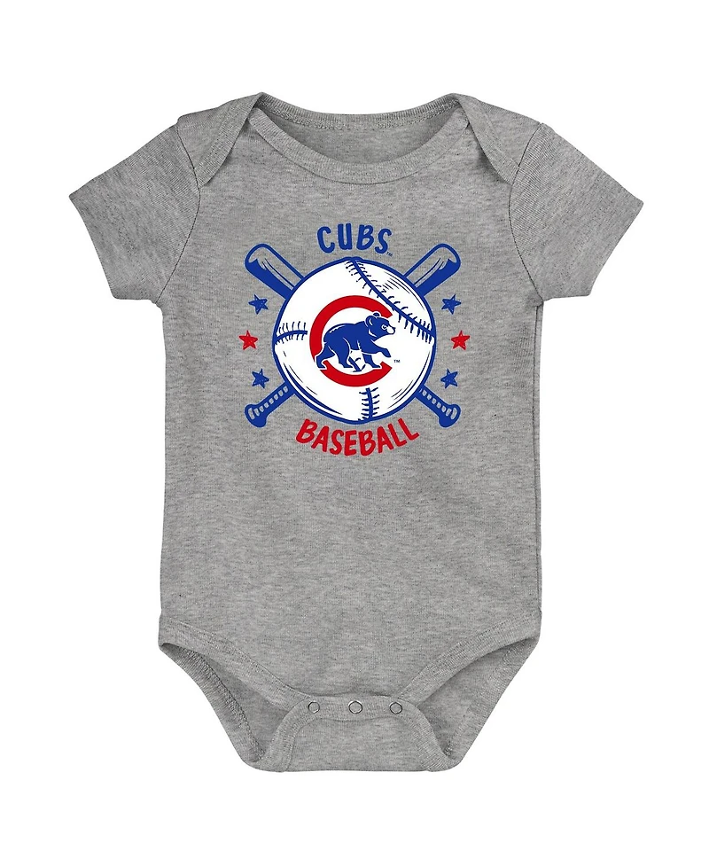 Outerstuff Baby Boys and Girls 3-Pack Royal Chicago Cubs Batter Up Bodysuit Set