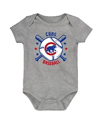 Outerstuff Baby Boys and Girls 3-Pack Royal Chicago Cubs Batter Up Bodysuit Set