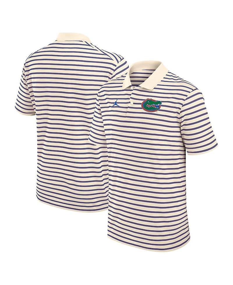 Jordan Men's Tan/Royal Florida Gators Striped Primary Logo Performance Polo Shirt