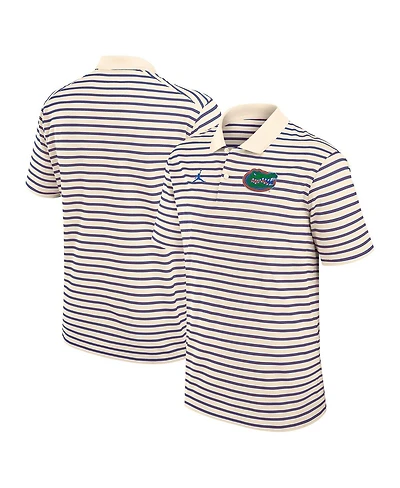 Jordan Men's Tan/Royal Florida Gators Striped Primary Logo Performance Polo Shirt