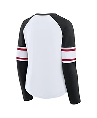 Fanatics Women's White/Black Atlanta Falcons Redzone Blitz Package Raglan Lace-Up V-Neck Long Sleeve T-Shirt
