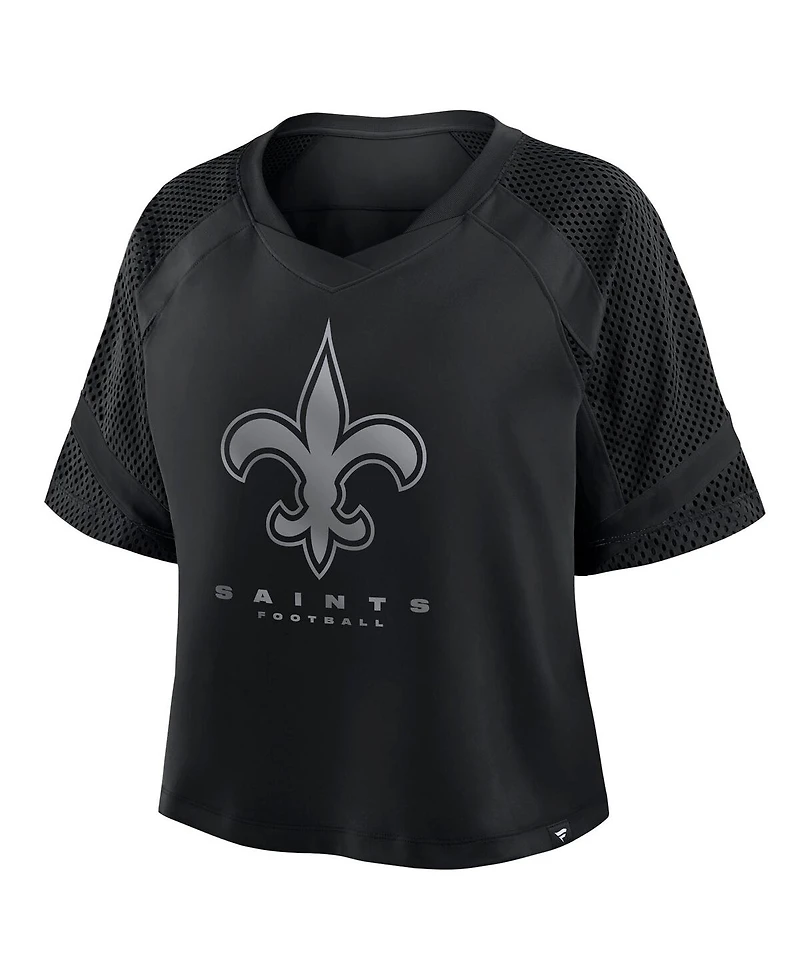 Fanatics Women's New Orleans Saints Oversized Raglan V-Neck Blackout Fashion Jersey