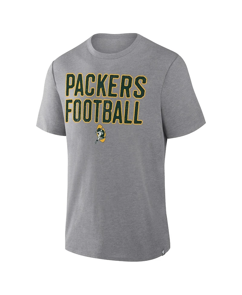 Fanatics Men's Heather Gray Green Bay Packers First Down Tribute Tri-Blend T-Shirt