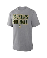 Fanatics Men's Heather Gray Green Bay Packers First Down Tribute Tri-Blend T-Shirt