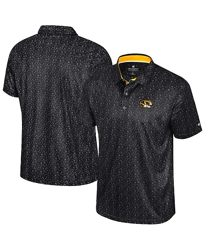 Colosseum Men's Black Missouri Tigers Football Print Polo Shirt