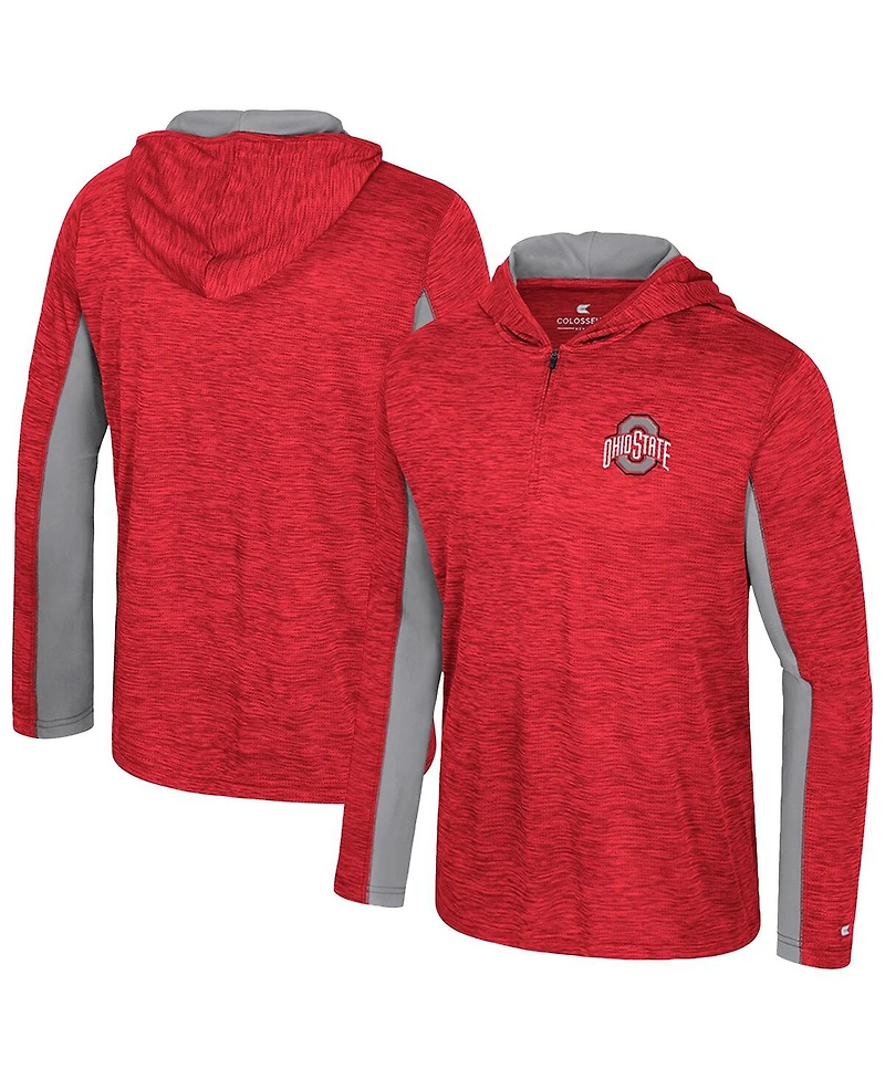 Colosseum Men's Scarlet Ohio State Buckeyes Always Sunny Quarter-Zip Hoodie