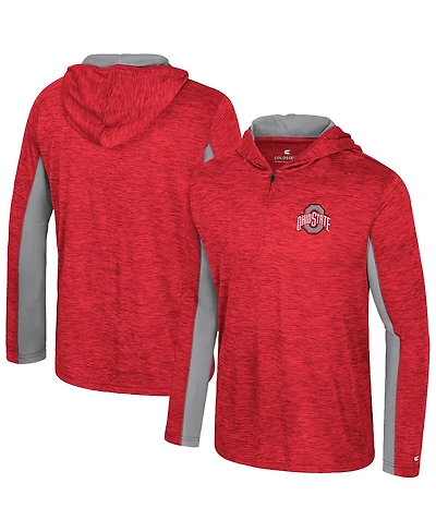 Colosseum Men's Scarlet Ohio State Buckeyes Always Sunny Quarter-Zip Hoodie