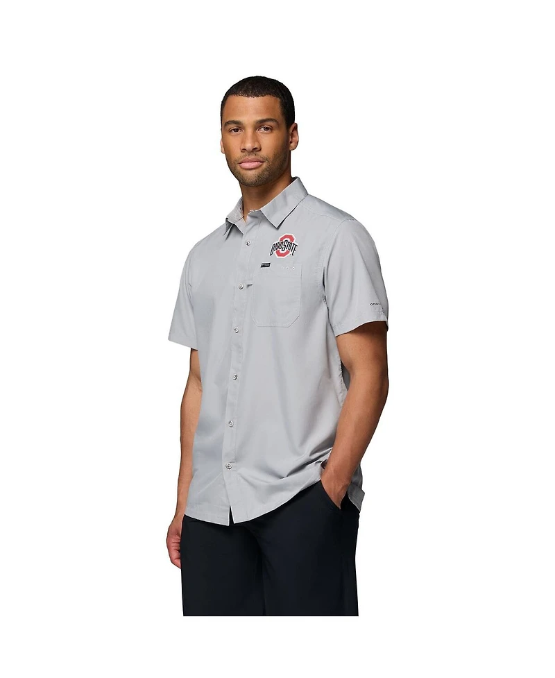 Columbia Men's Gray Ohio State Buckeyes Slack Tide Camp Button-Up Shirt