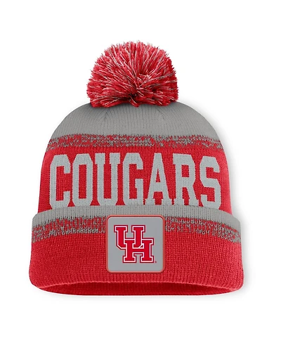 Fanatics Men's Red/Gray Houston Cougars Thrive Cuffed with Pom Knit Hat