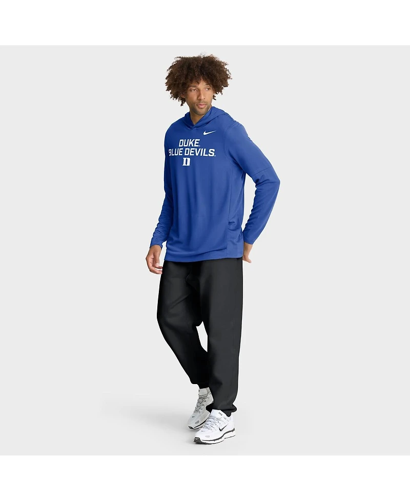 Nike Men's Royal Duke Blue Devils 2025 Sideline Performance Long Sleeve Hoodie T-Shirt