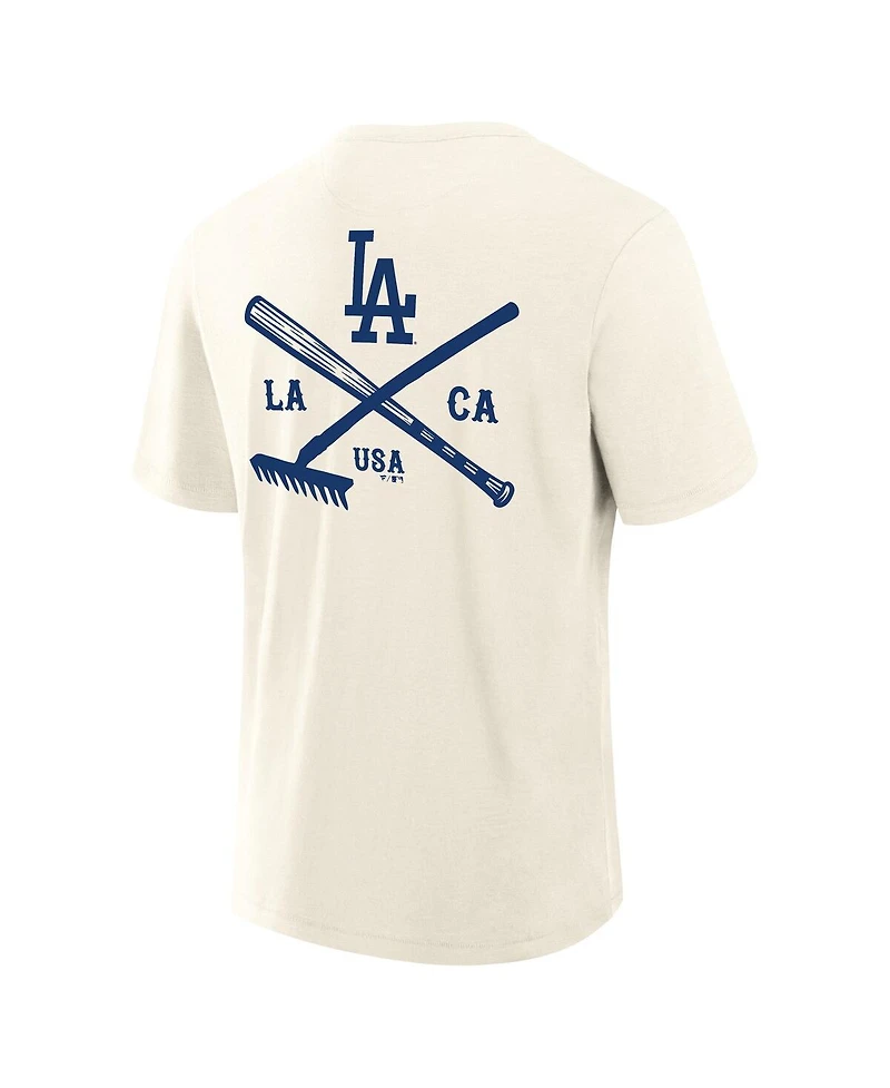 Fanatics Men's Cream Los Angeles Dodgers Nostalgia Stadium Slub T-Shirt