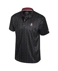 Colosseum Men's Black Florida State Seminoles Football Print Polo Shirt