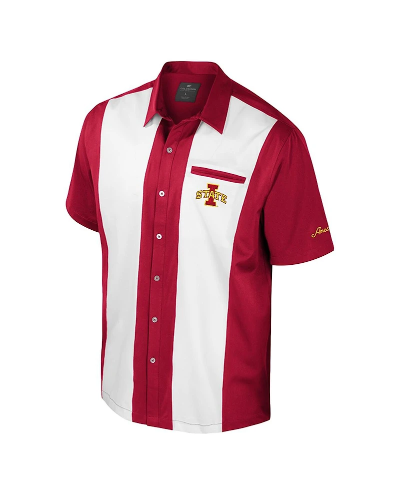 Colosseum Men's Cardinal Iowa State Cyclones Strike Bowling Button-Up Shirt