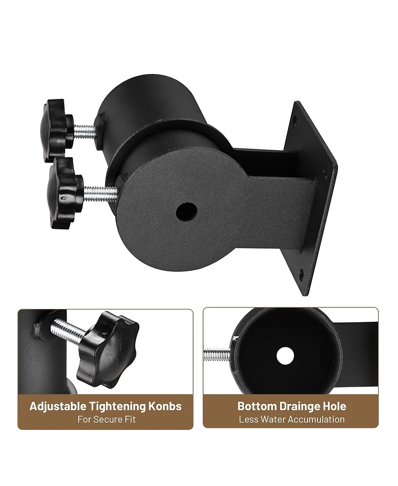 LAGarden Deck Umbrella Mount Holder Bracket Height Flexible for Patio Railing Balcony Courtyard Poolside Mobile Cart Black Flat