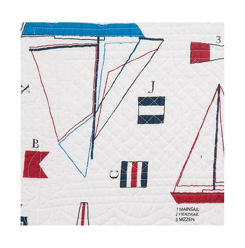 C&F Home Windward Port Sail Boat Nautical Cotton Quilted Reversible Patriotic Placemats Set of 6, 13" x 19"