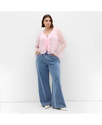 City Chic Plus Luscious Sheer Ruffles Top